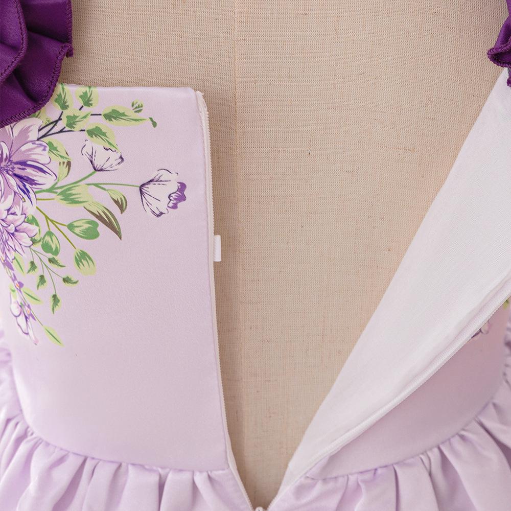 Flower Girl Princess Dress For Weddings Summer Kid Formal Bow Long Gown For School Evening Party Children New Year Cloth L6016