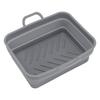 2Pcs Fryer Liner Heat Resistant Silicone Groove Design Easy To Clean Fryer Pot with Handle Grey