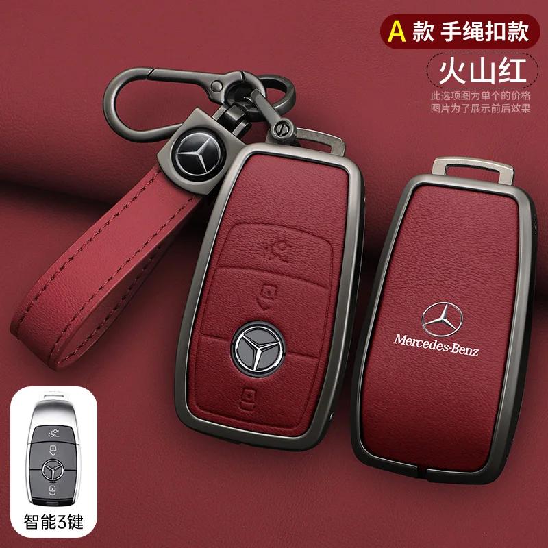 GLC GLB Car Zinc Alloy Leather Key Case Remote Shell For Mercedes Benz A C E S G Class GLC CLE CLA GLB GLS W177 W205 W213 W222