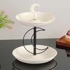 Two Tiers Iron Appetizer Plate Double Deck Design Ample Space for Parties Home Accent Snacks Display Plate