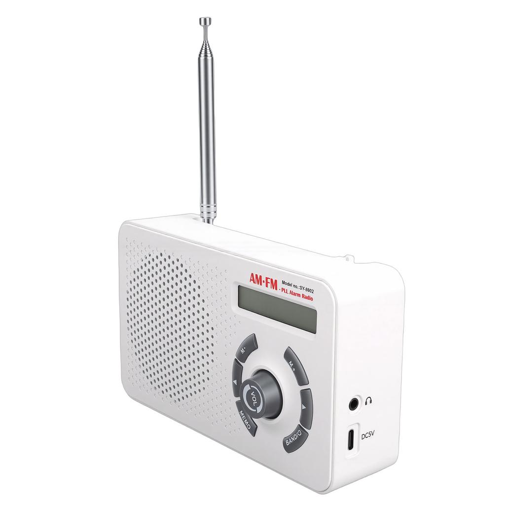 Radio Speaker AM FM LED Display with Earphone Port Portable for Home Beach Hot Tub Bathroom Outdoor