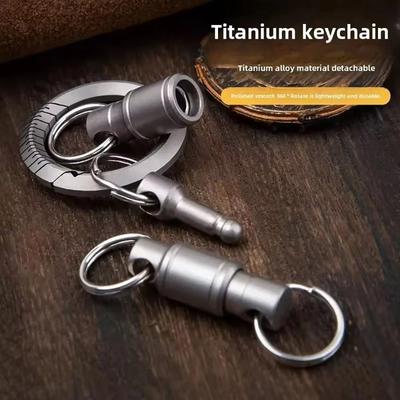 Detachable Design Titanium Zinc Zinc Alloy Keychain Double Ring Quick Release Keychain  EDC Gear
