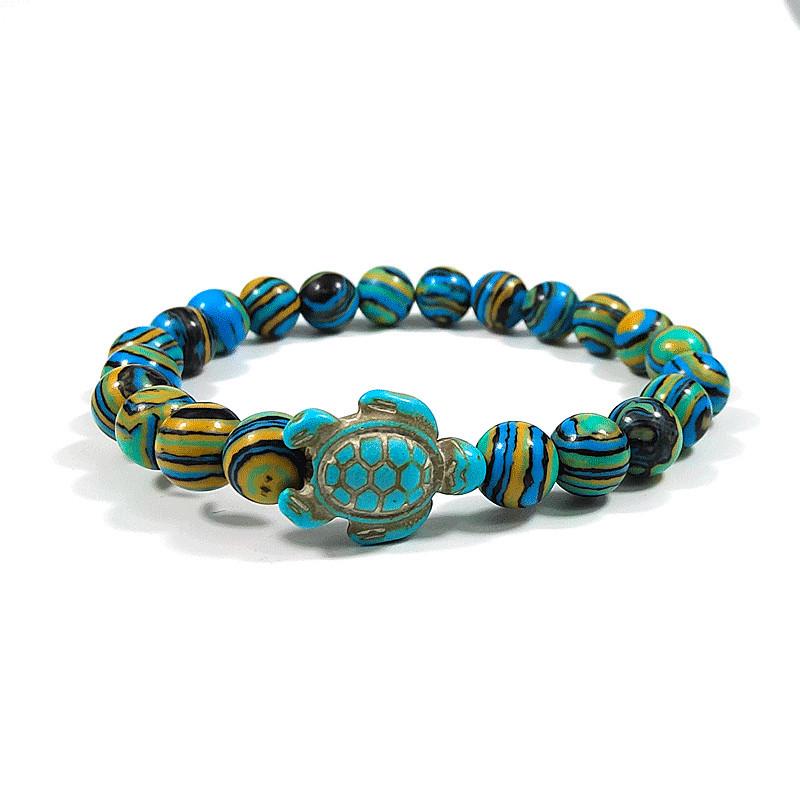 Unisex Sea Turtle Moonstone Malachite Bracelet - European/American Style