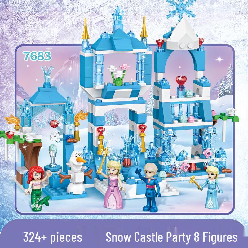 Tide Baby Lego-Compatible Girls' Beach Villa Building Blocks Puzzle Toy