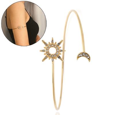 Zircon Rhinestone Star Moon Upper Arm Cuff Bangles For Women Adjustable Jewelry