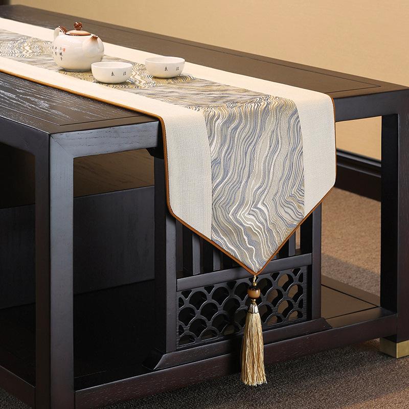 

Универсальные высококачественные столы, флаг, точная вышивка, дорожка для стола, узор в виде листьев лотоса, чайный коврик, популярный ресторан, четыре сезона, китайское чайное полотенце 33*160cm