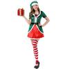 Green Christmas Elf Costume Womens Dress Festive Party Stage Performance
