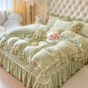 Girl Thickened Milk Fleece Four-Piece Princess Style Double-Sided Plush Coral Fleece Lace Quilt Cover Padded Bed Cover
