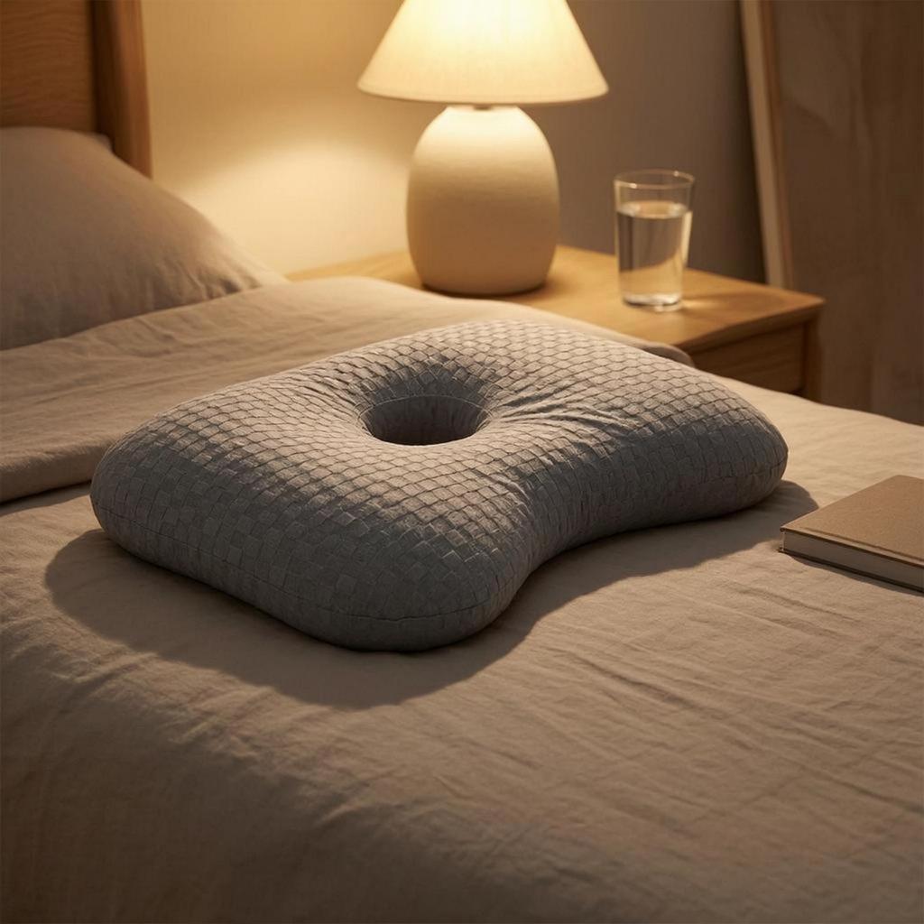 Ear Hole Pillow Quilted Shaped Neck Contoured