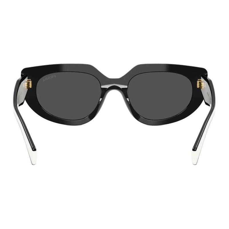 Prada Personalized Brand Logo Design Acetate Round Sunglasses Women Black Black 53 Basic Packaging-glasses Case + Packaging Box