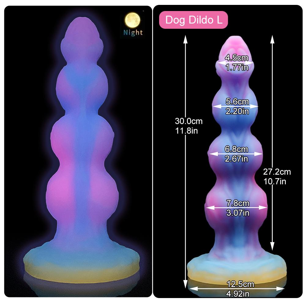 Huge Anal Dildos Realistic Dog Dick Luminous Animal Penis 3 Balls Anal Plug Silicone Butt Plug for Women Vaginal Masturbation