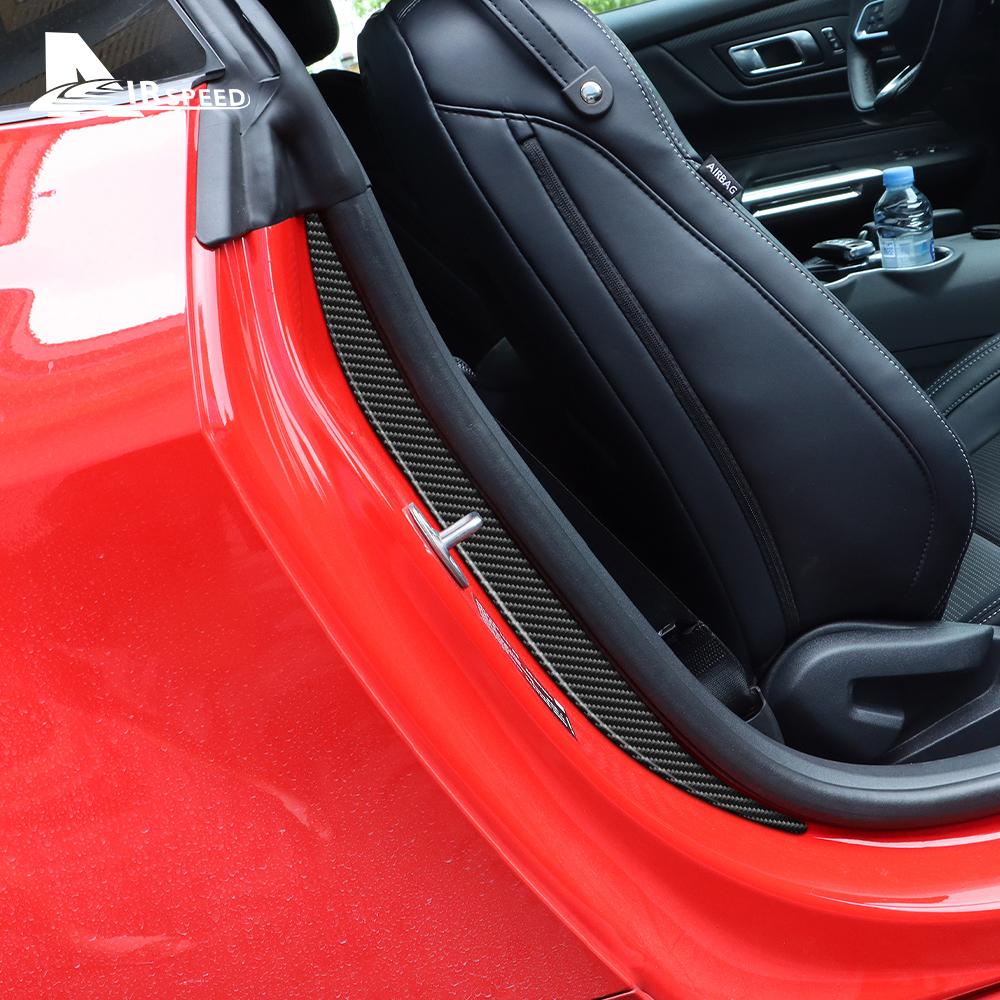 Real Soft Carbon Fiber Sticker For Ford Mustang GT 2024 2025 LHD RHD Car Door Inner Frame Decor Interior Trim Accessories
