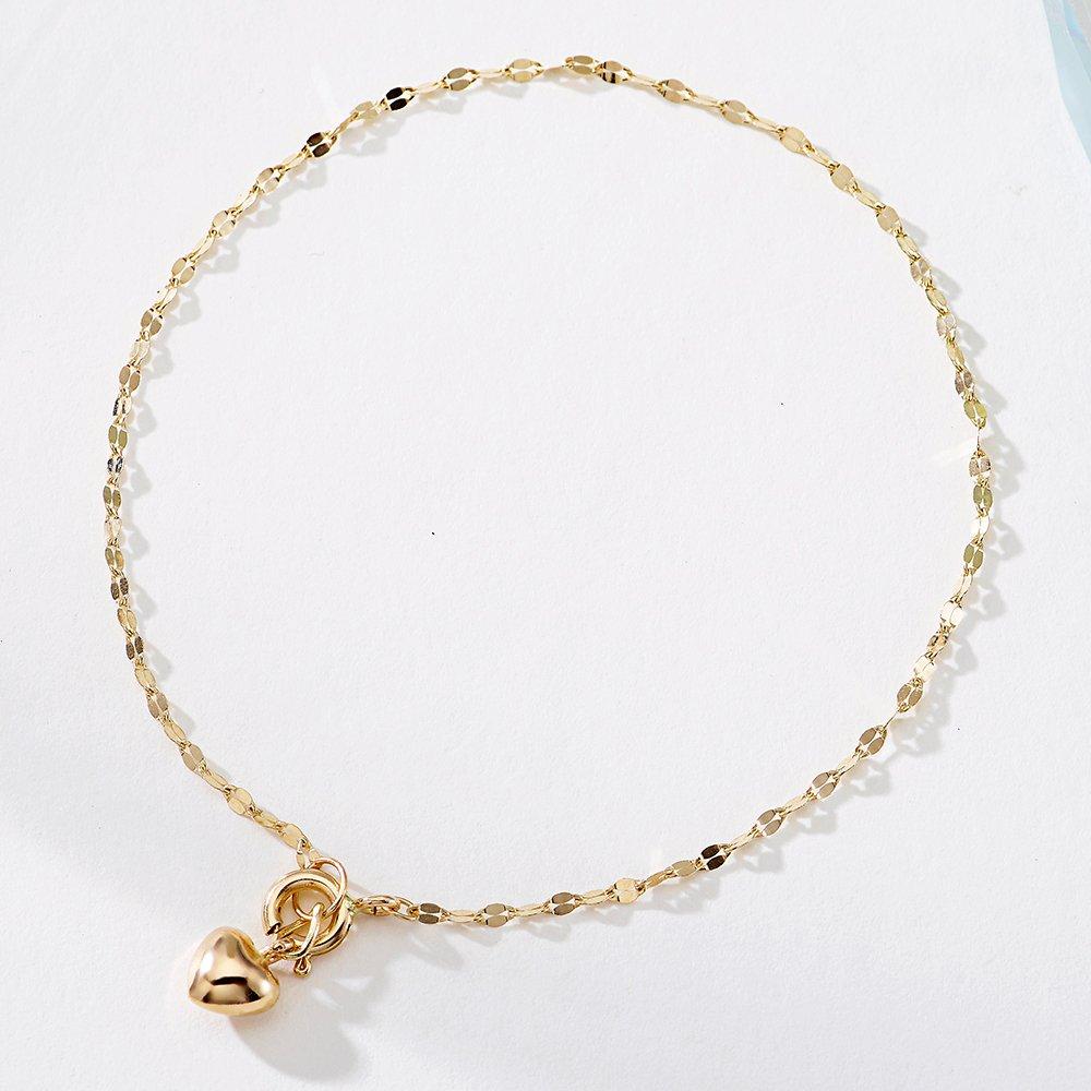 14K Heart-Plump Almond Chain Bracelet
