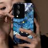 Case for Vivo Y17s Anime Black Cat Starry Cloud Print Phone Cover Acrylic Hard Back Shell With Flexible TPU Edge