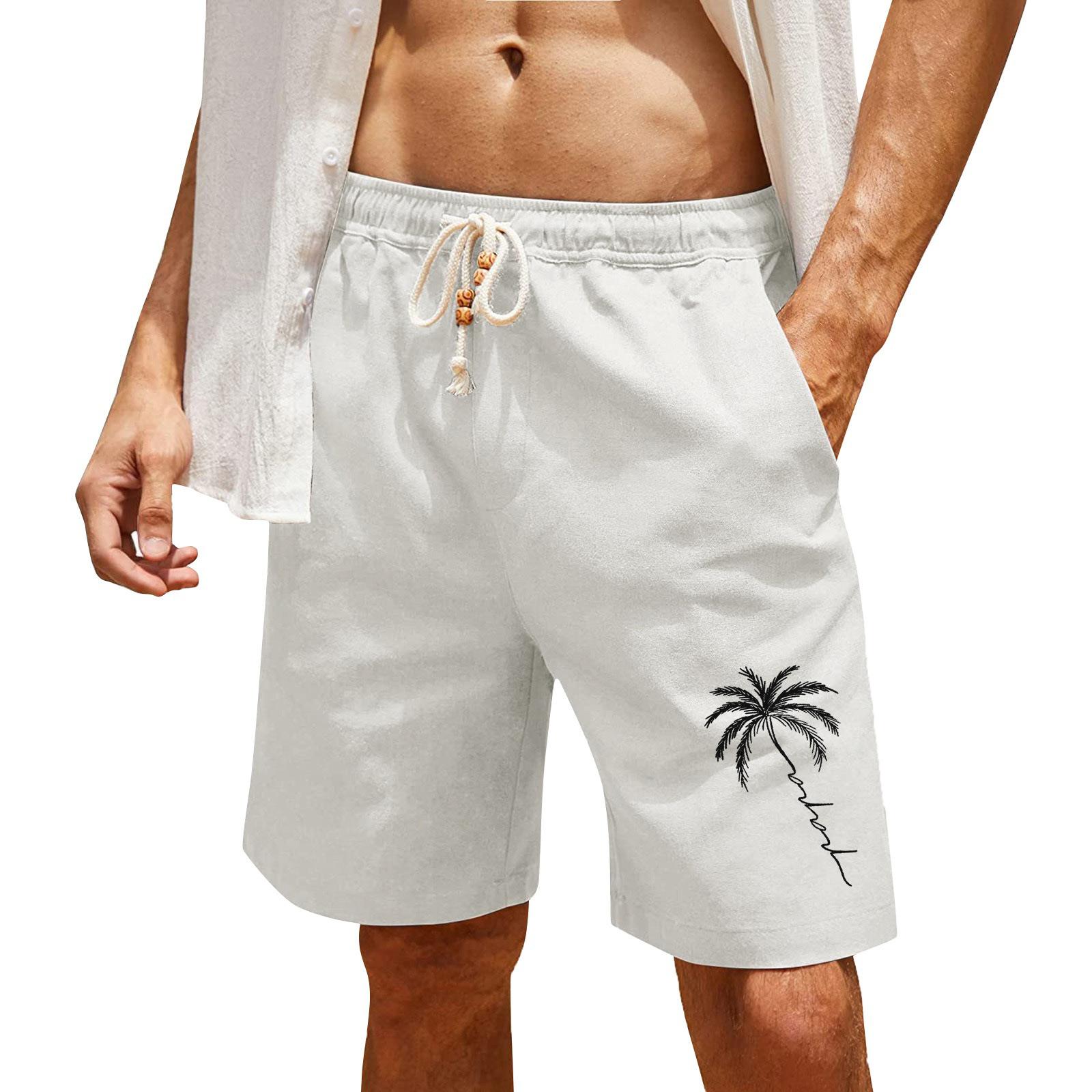 

Men’s Drawstring Waist Casual Shorts with Tree Print Relaxed Fit Lightweight Summer Beachwear XXXL