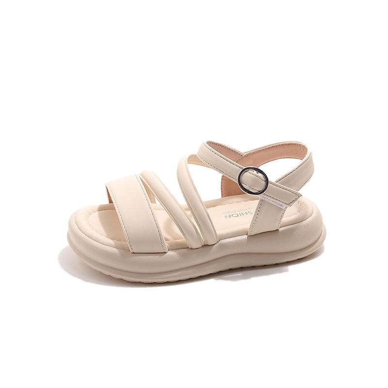 Children's sandals 2025 summer new baby girl open-toed beach shoes soft sole non-slip solid color girls casual shoes