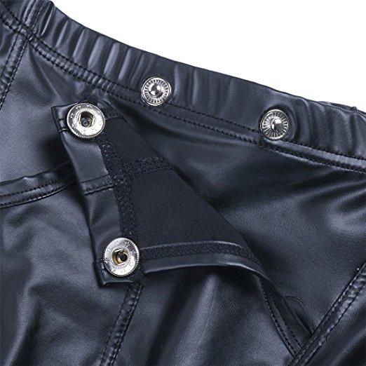 Sexy Patent Leather Men's Boxer Briefs, Imitation Leather, Sexy U-convex Design, Buttons, Easy-to-remove Panties
