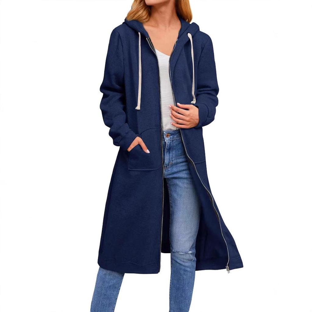 2025 Damen Große Größen Herbst/Winter Lockerer Reißverschluss Langer Strickjackenmantel