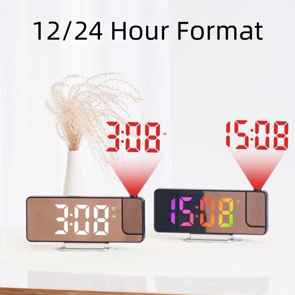 12/24H Projection Alarm Clock Brightness Adjustable Snooze Clocks  Living Room