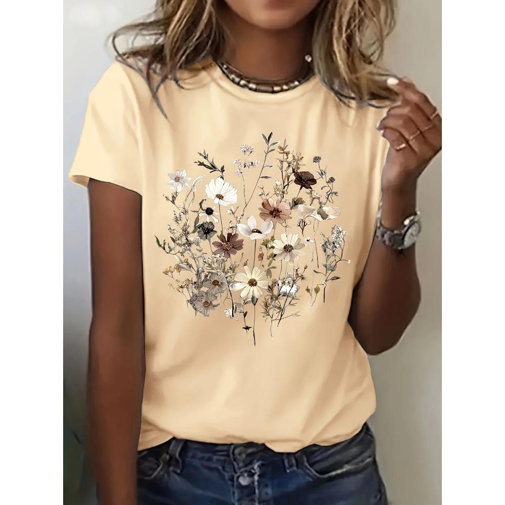Crew Neck T-Shirt Fashionable Womens Print Women's Harajuku Short Sleeve Casual Women's Clothing Street Tees Aesthetic Clothes
