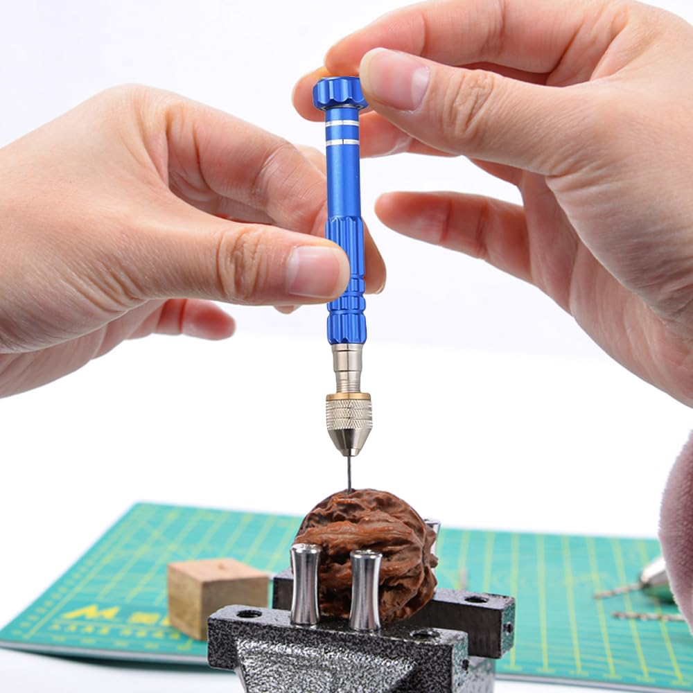 LIANHATA Pin Vise Hand Drilling Tool for Plastic Precision Small Manual with Storage DIY Tool Drill, 17-Piece Set, Models, Drill, Quiet, Drilling,