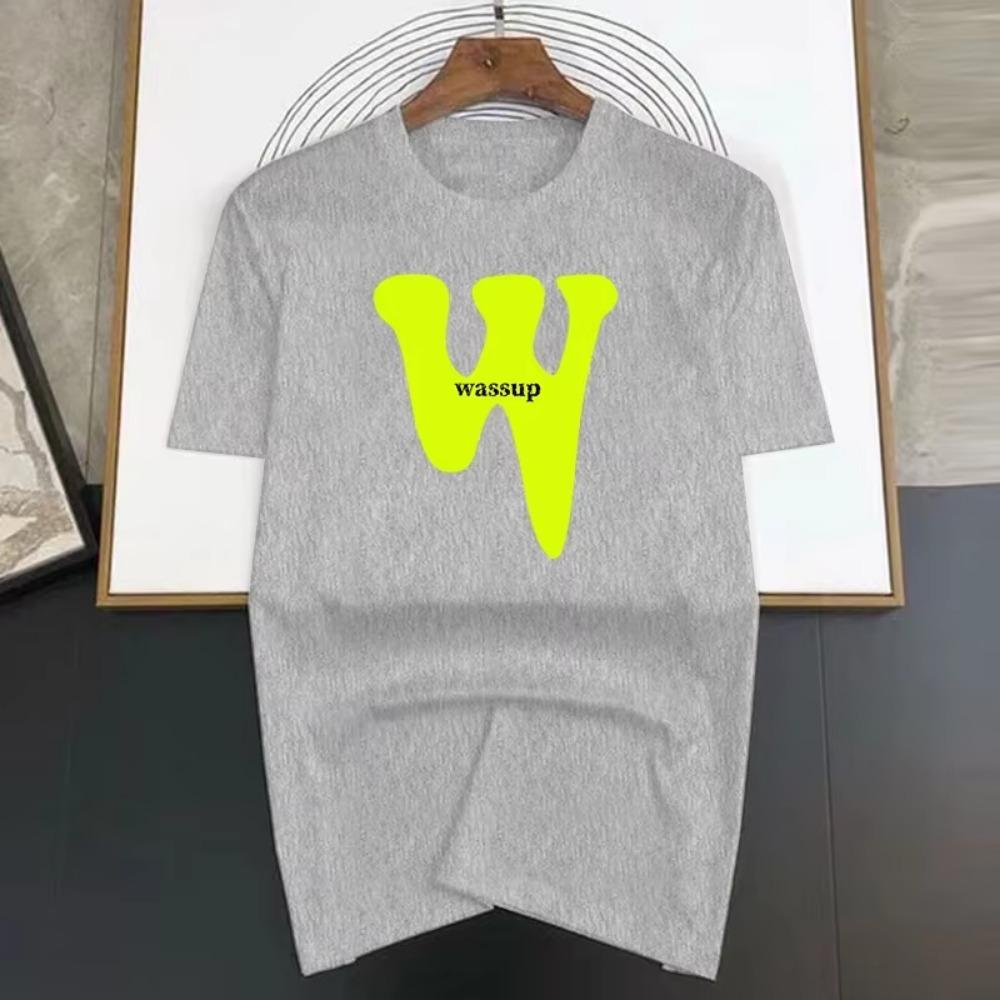 Luxury Brand Funny Wassup Print T Shirt For Man Summer Vintage Unisex Ulzzang Oversized T-shirt Y2k Tops Short Sleeve Men's