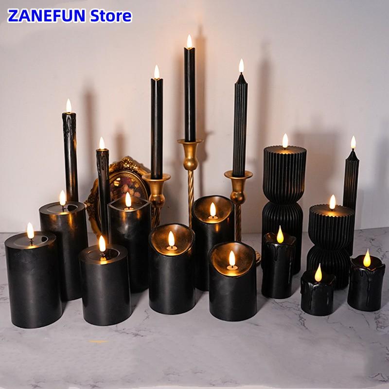 Magic Black Series LED Candle Lights 3-Pack for Easter Halloween Mystery Games Bars Clubs Guiding and Decoration