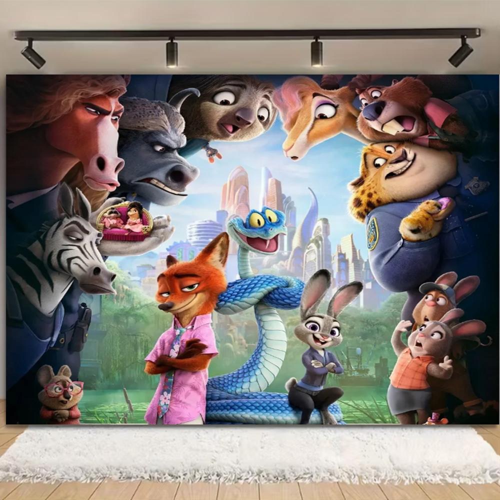 Zootopia 2 Arazzo Decorazione per la Casa Appeso a Parete per Camera da Letto Soggiorno Decorazione Multi-Scena Multi-Dimensioni Decorazione Personalizzata per la Stanza