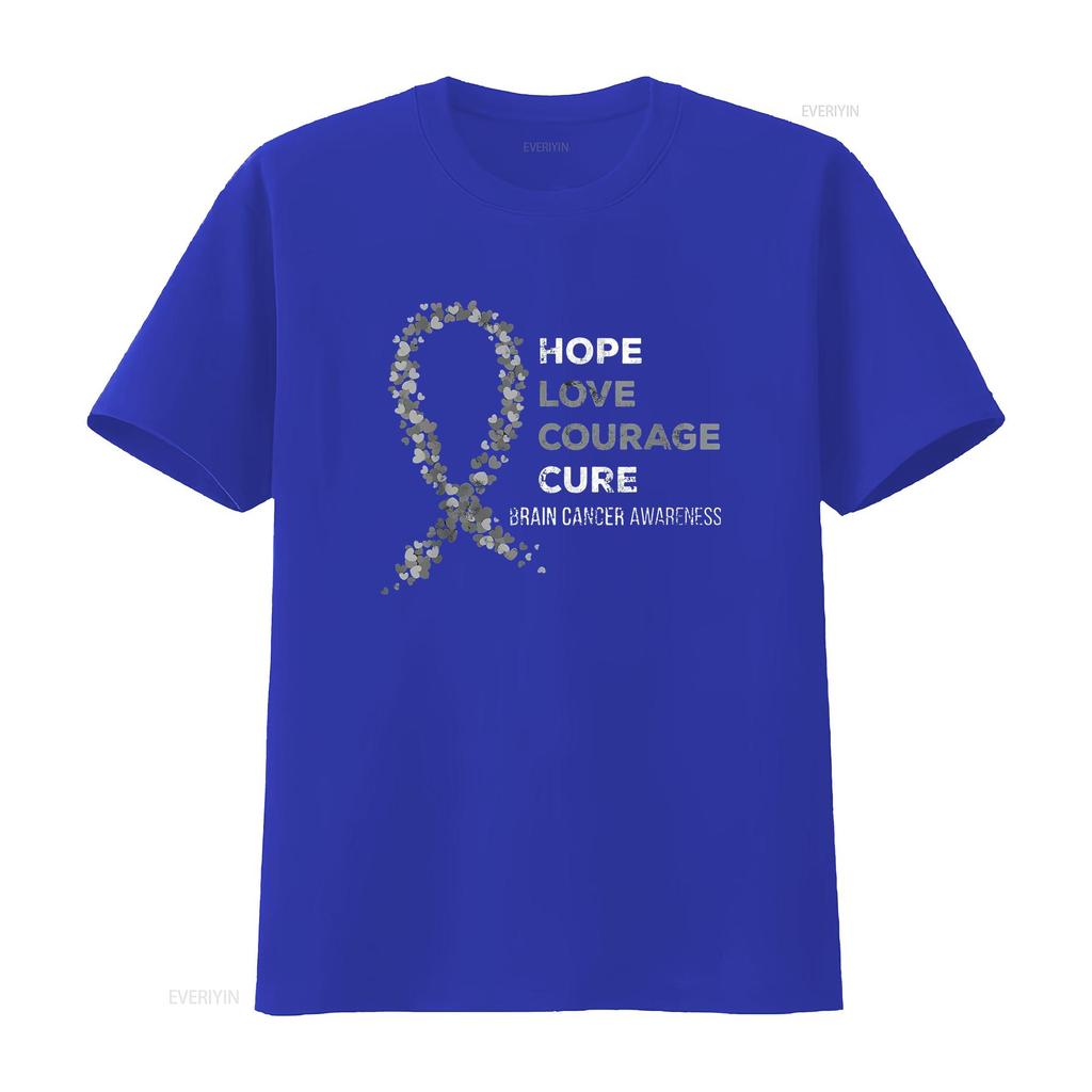 Womens Hope Love Courage Support Brain Cancer Awareness T Shirt Black 2X Large vintage Washed fashion Stretched homme Slightly