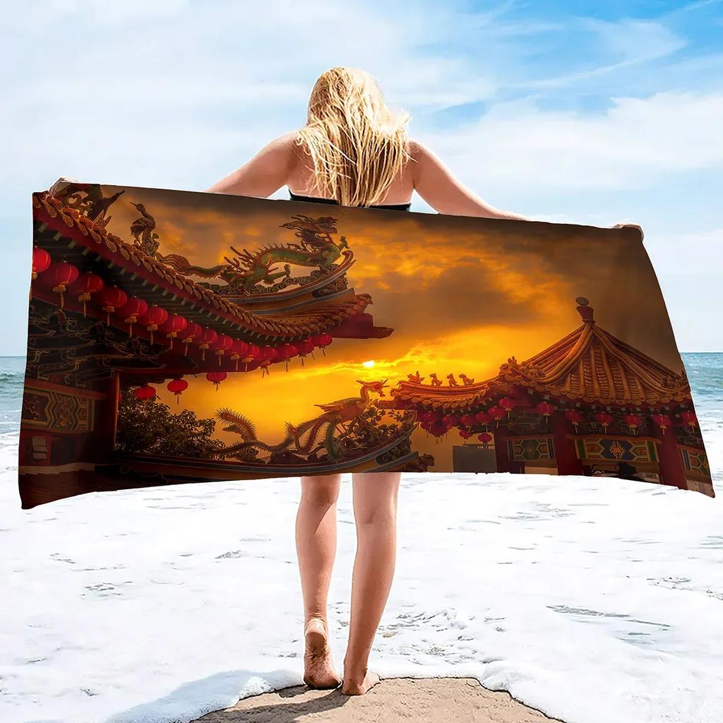 Oversized Microfiber Sand Free Towels Pool Beach Towels Quick Dry Beach Towel Chinese Style Beach Towel for Women and Men