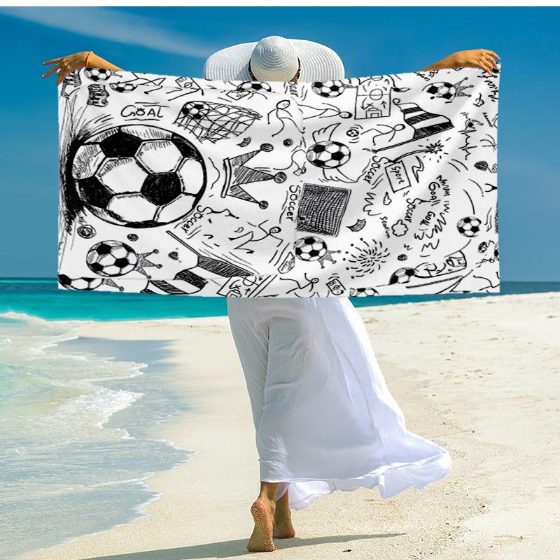 Ultra-Soft Beach Towel with Soccer Theme,Ideal for Pool - Camping, Diving - Perfect Travel Essential, Vibrant Beach Towel.