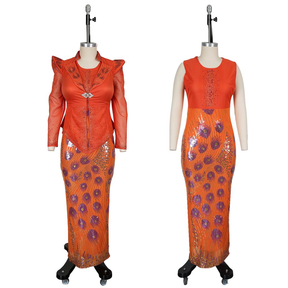 African Print Vest Dress: Women's Fashion Commuting Hip-Hugging Skirt, European and American Style.