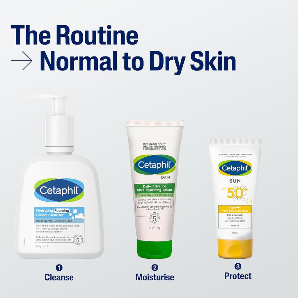 Cetaphil Hydrating Foaming Face Wash 236ml for Men Women Gentle Deep Clean Pollution Defense