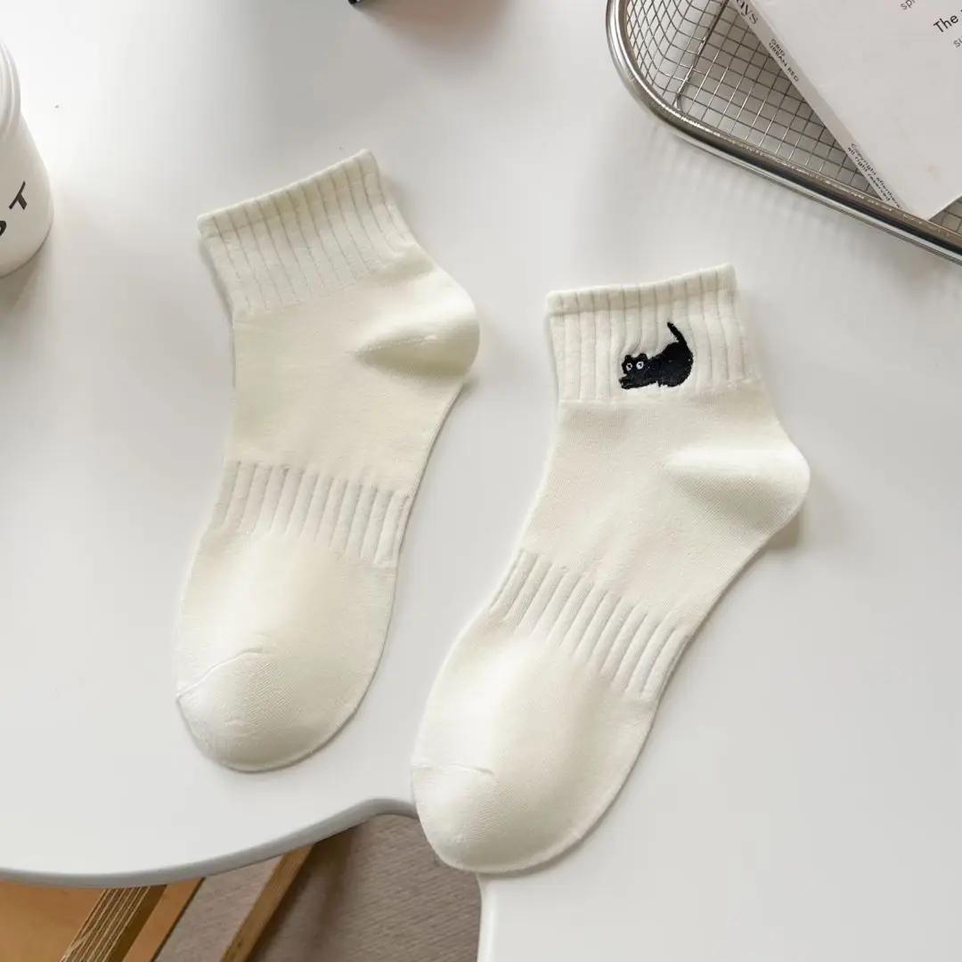 

Women s Spring Summer Midtube Cotton Socks Cute Cat Socks Korean Fashion Sweet Style Kawaii Calcetines Animalitos For Girls Gift One Size белый