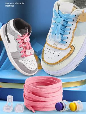 Elastic Laces Sneakers Kids Adult Quick Shoe Laces Spring Lock Shoelaces Without Ties Rubber Bands Round Lazy Shoelace Shoes