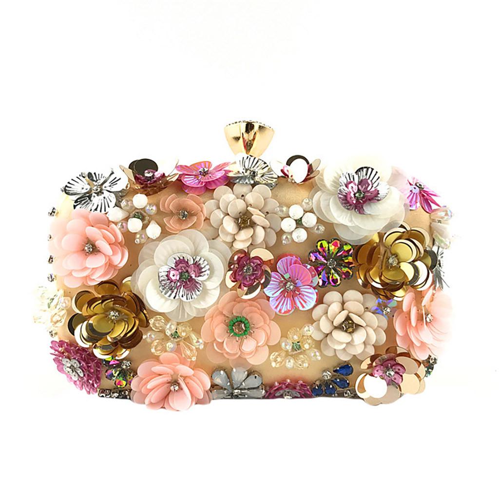 

Women Flower Decoration Clutches Evening Chain Crossbody Bags Party HandBag 20X7X11.5cm жовтий
