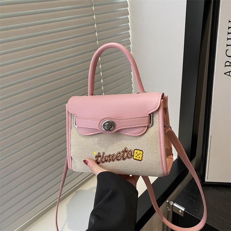 

Korean niche design contrasting colors Kelly bag 2025 new foreign style tide shoulder bag splicing oblique span small square bag