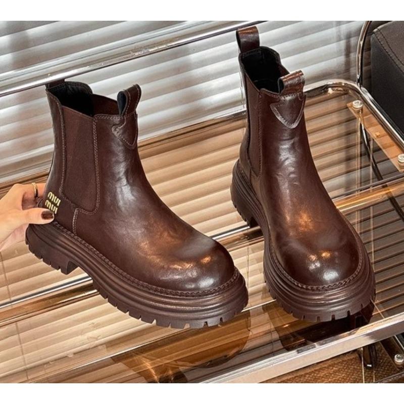 Fashion Trend for Spring and Autumn New Style Retro Shoes High Quality Leather Sleeves Wear-resistant Luxury Boots with Thick Soles