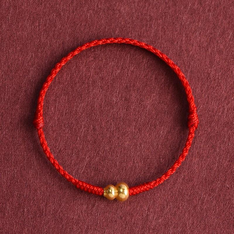 Fashion Handmade Woven Red Rope Bracelet For Couple Lucky Gold Color Calabash Charm Bracelet Good Fortune Bracelet New Year Gift
