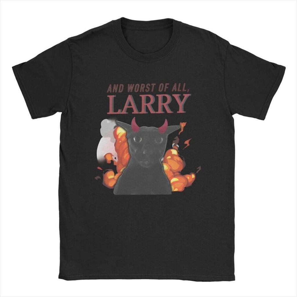 Funny Evil Larry Cat Dank Brainrot Meme Men's T Shirts  Novelty Tees Short Sleeve Round Collar T-Shirts 100% Cotton New Tops