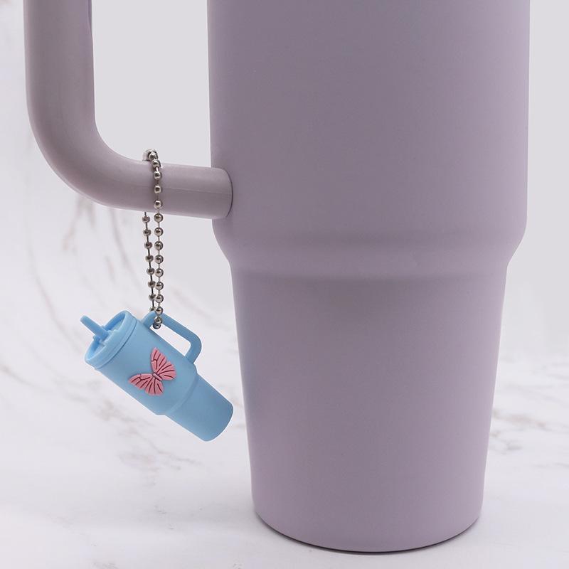 Popular Soft Rubber Stanley Cup Pendant Keychain - Creative Milk Tea Cup Keyring Available