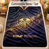 Flannel BlanketLeeds United Custom Name Text Personalized Soft Warm Throw Blanket Home Decor Gift