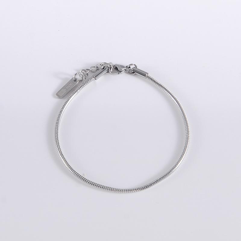 

Stainless Steel Push Dense Snake Chain Bracelet Simple Hip-Hop Personality Collarbone Bracelet Stainless Steel Snake Bone Chain 18+2cm
