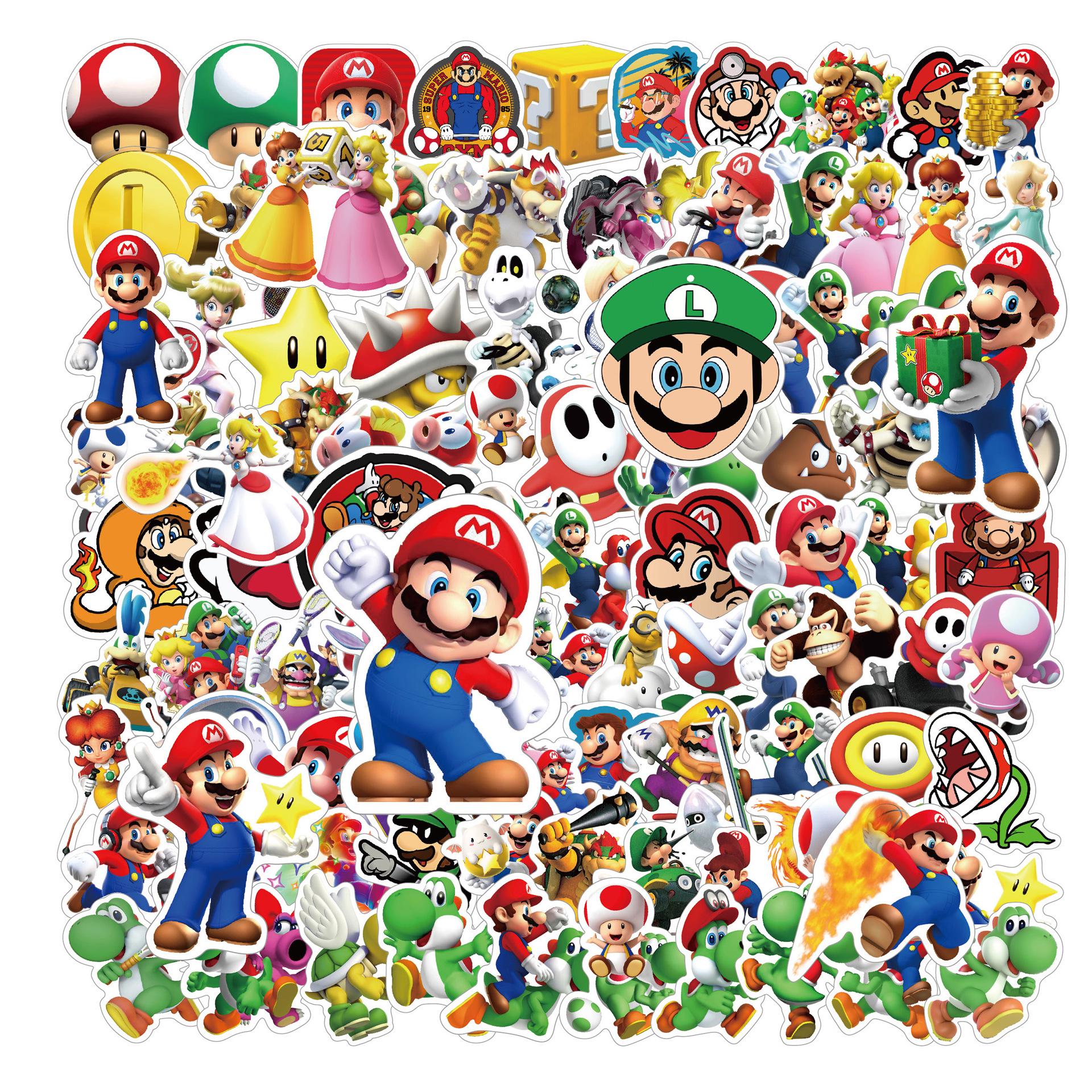 100 Mario Cartoon Stickers: Waterproof & Versatile for Suitcases, Skateboards, Notebooks, IPADs, Journals, & More 100 Stickers