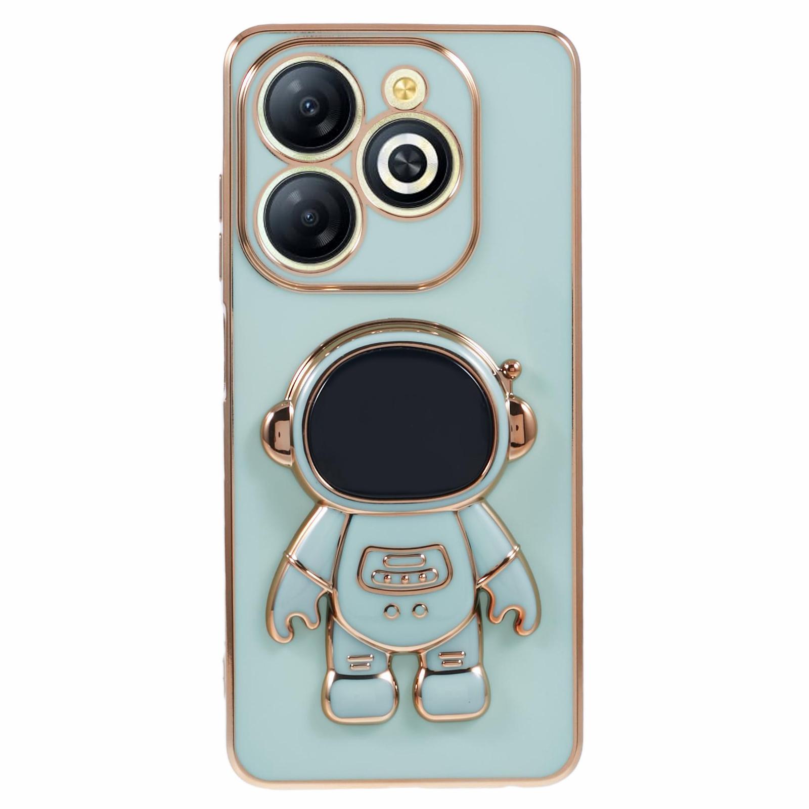 

For Infinix Smart 8 4G/Hot 40i/TECNO Spark Go 2024 4G/Spark 20 Case TPU Phone Cover Cartoon Astronaut Kickstand Green