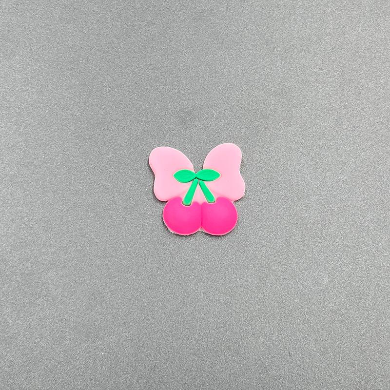 Cherry Hole Cartoon Shoe Buckles: Soft Rubber Red Fruit Series for Kids' DIY Garden Shoes