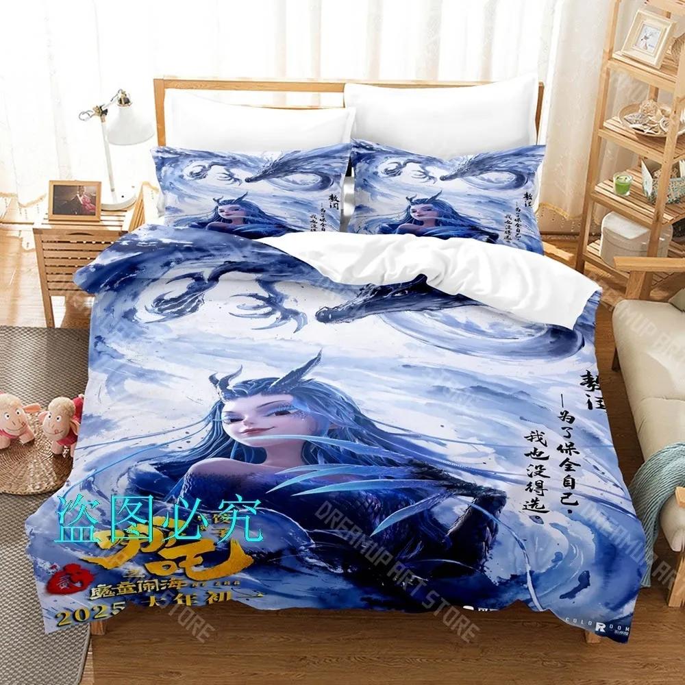 3D Print Nezha 2 Anime Bedding Set Single Twin Full Queen King Size Bed Set Adult Kid Bedroom Duvetcover Sets
