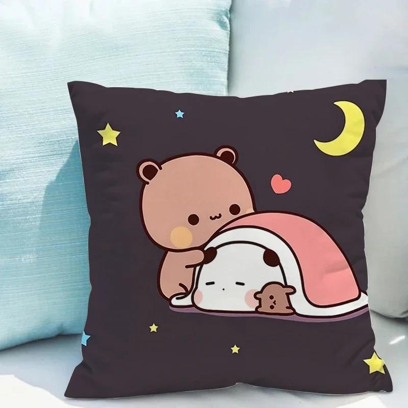 Povlak na polštář Bubu Dudu 45x45cm roztomilý kreslený medvěd povlak na polštář obývací pokoj pohovka potah na polštář ložnice domácí dekorace dětský dárek