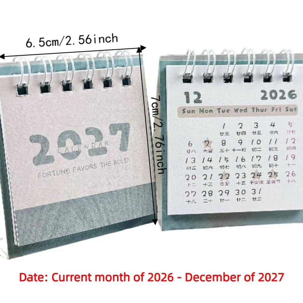 Creative 2027 Mini Calendar Thick Paper Portable Office Desktop Calendar Minimalist Spiral Binding Checklist Planner