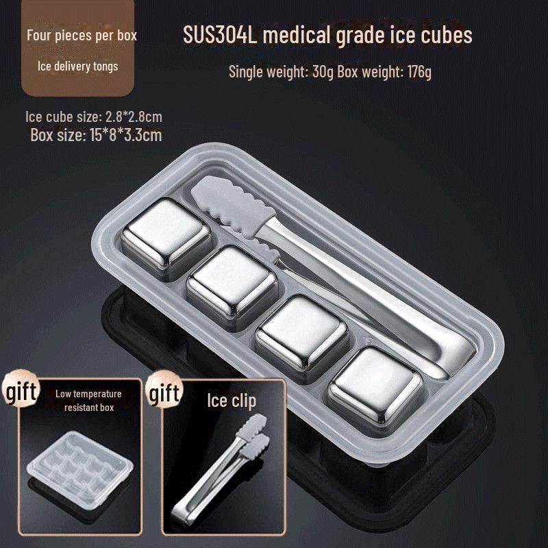 "Cubos de Gelo Reutilizáveis de Aço Inoxidável 304 para Congelamento Rápido de Whisky e Cerveja"